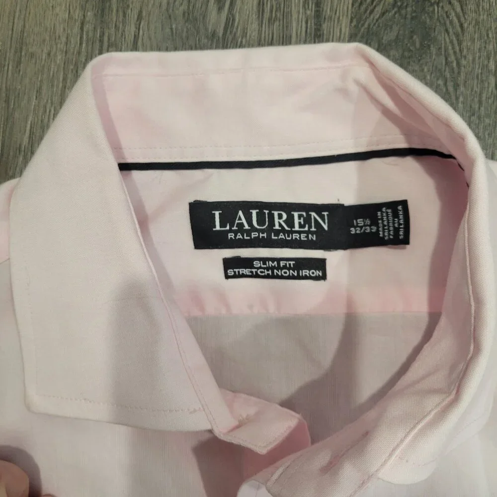 Polo Ralph Lauren Mens Pink Slim‎ fit Stretch 15.5 32/33